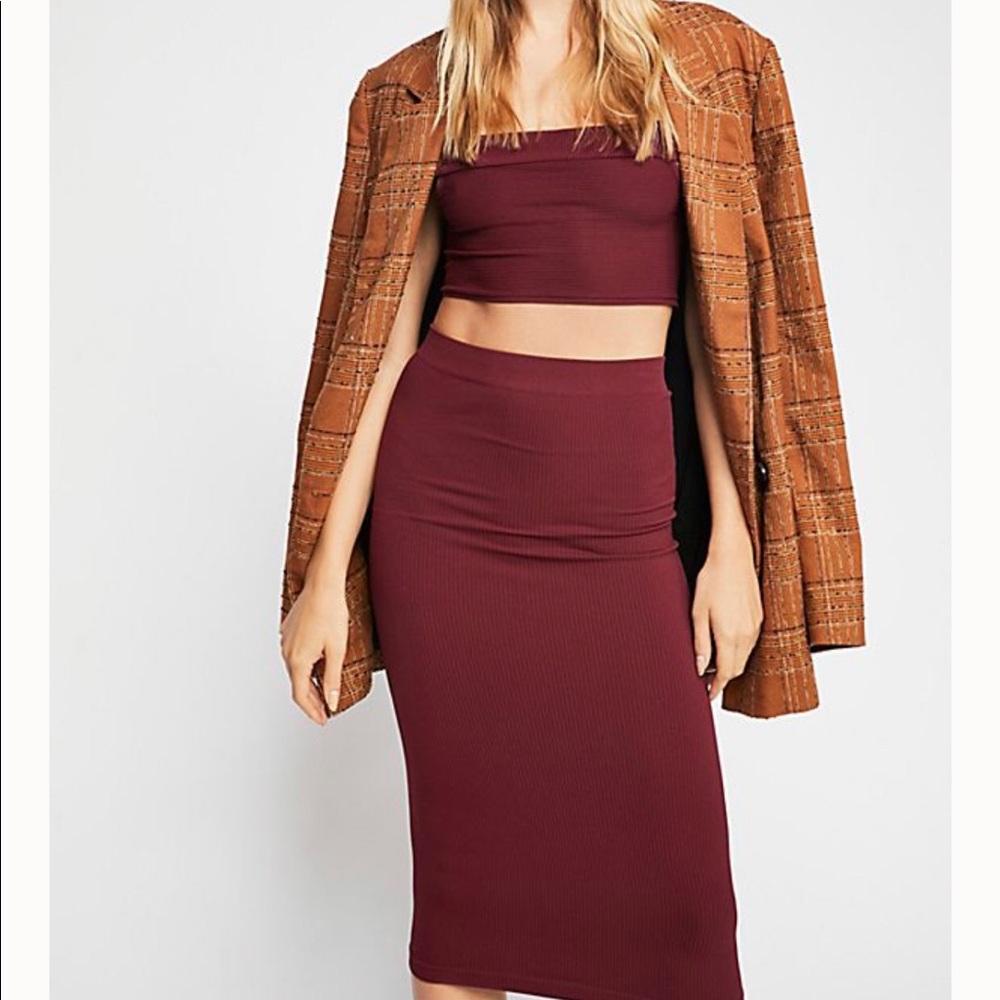 NWT Free People midi skirt/crop set
